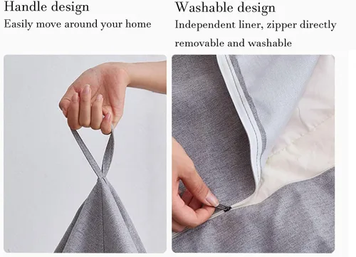 Vista 30 de NIBHZ Funda de hojaldre de pera sin relleno, de lino y algodón, con cojín de pera, puf, sofá perezoso, funda moldeable, verde, 27.6 x 31.5 in