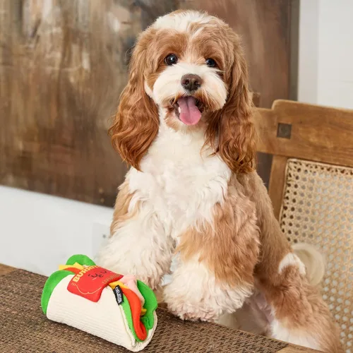 Vista 6 de CHEWFFON Burrito - Juguete para Perros, Juguetes de Rompecabezas de Premios Crujientes de Enriquecimiento, Juguete Interactivo de Trabajo de Olfato