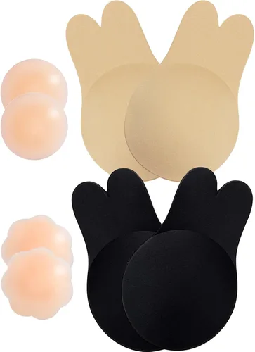 2 pares de brasieres adhesivos, brasier sin tirantes sin espalda, almohadillas reutilizables de cupido, brasier invisible sin tirantes para mujeres