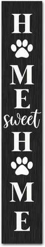 Vista 8 de TYmall Rustic Home Sweet Home - Letrero de bienvenida para puerta delantera, decoración de patas de perro, 7.8 x 47 pulgadas