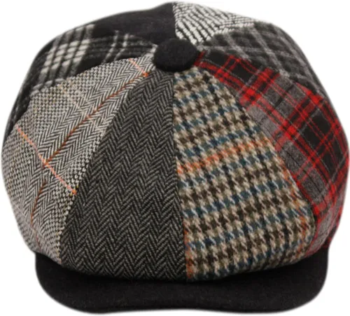 Vista 8 de Sombrero clásico de 8 paneles de mezcla de lana Newsboy Snap Brim Collection para hombre 2317-gris oscuro