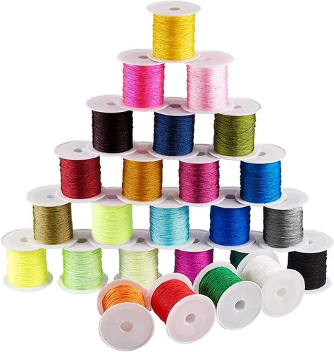 Vista 10 de PH PandaHall 600 yardas de 0.031 in de nailon para cuentas de hilo de cuerda de nudo chino Kumihimo hilo de macramé, cordón de cuerda para macramé
