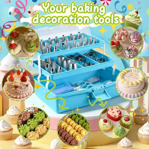 Vista 6 de Suuker Kit de herramientas de decoración de pasteles, 236 piezas de accesorios para hornear con estuche de almacenamiento, kit de tuberías