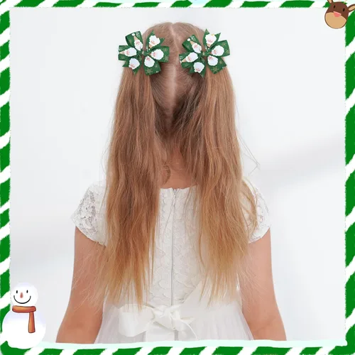 Vista 5 de YHXX YLEN 20 lazos para el cabello de 3 pulgadas para niñas, cinta grosgrain, clips navideños para el cabello con clip de cocodrilo, accesorio