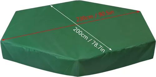 Vista 2 de Funda para caja de arena, cubierta hexagonal para arenero con cordón, impermeable, cubierta de piscina, cubierta protectora Oxford para arenero