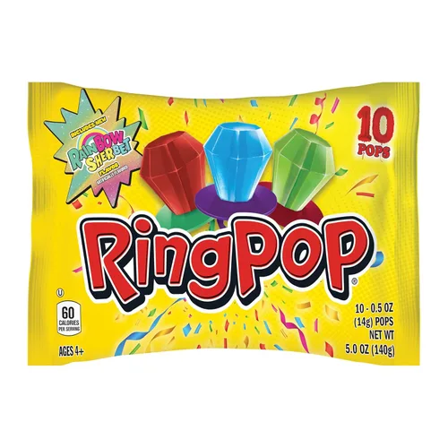 Ring Pop paquete de fiesta de paletas envueltas individualmente, a granel, 10 unidades, sabores surtidos, dulces divertidos para cumpleaños y