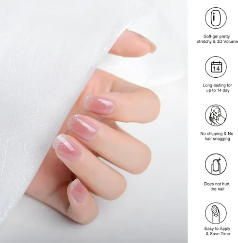 Vista 4 de Tiras de uñas de gel semicuradas, calcomanías francesas que funcionan con cualquier lámpara de uñas, envolturas de gel, calidad de salón, de larga