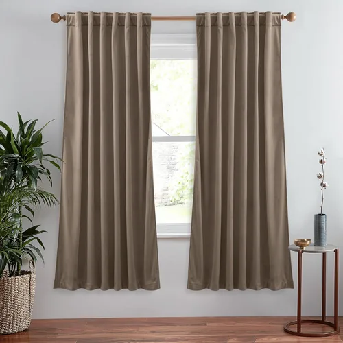 Vista 29 de StangH Cortinas de Terciopelo 42x84 pulgadas Beige Camello Oscurecedoras Resistentes al Calor Cobertura de Ventana Aplastadas Decoración del Hogar
