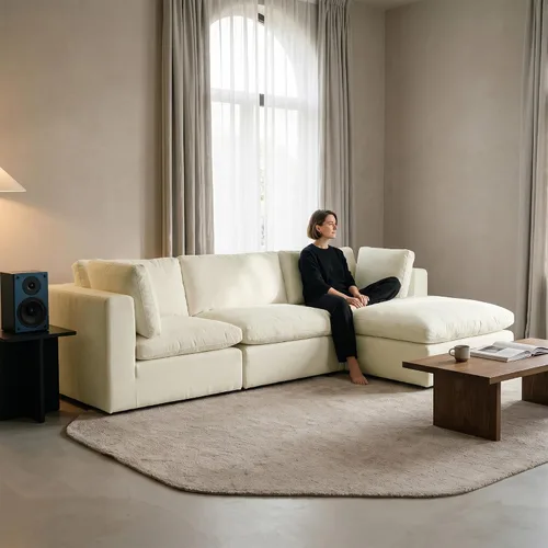 Vista 9 de COLAMY Sofá seccional de nube de 76.8 pulgadas para sala de estar, sofá modular en forma de U de 4 piezas con otomana móvil, asiento profundo