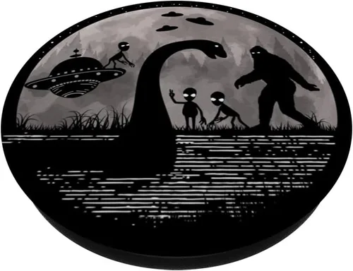 Vista 2 de Bigfoot Loch Ness Monster Nessie Sasquatch Ufo Funny Aliens PopSockets Swappable PopGrip