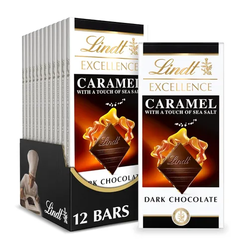 Vista 25 de Lindt EXCELLENCE Barra de chocolate negro con 90% de cacao, caramelo de chocolate negro, 3.5 onzas (paquete de 12)