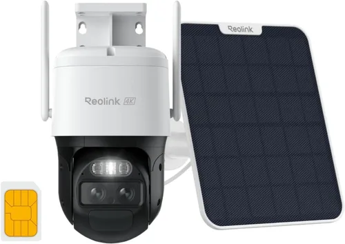 REOLINK Cámara de seguridad celular 4K de doble lente 4G inalámbrica para exteriores, 360 PTZ con seguimiento automático, sin WiFi alimentado por