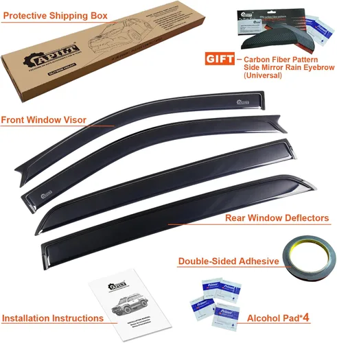 Vista 5 de Viseras de ventilación, protectores de lluvia con cinta, deflectores de ventana para Chevrolet Silverado y GMC Sierra 2014-2018 1500, Silverado
