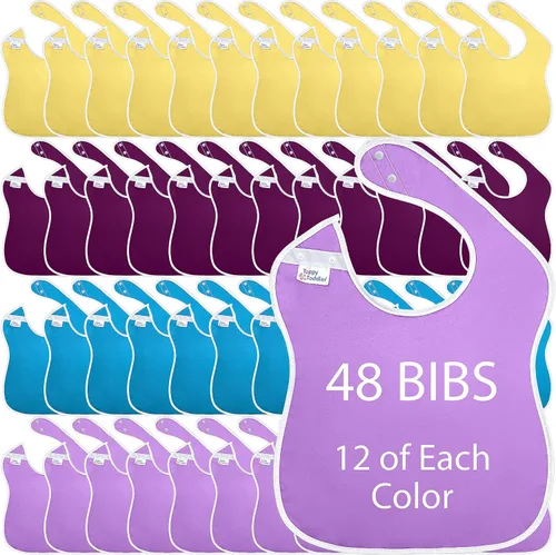 Vista 10 de Baberos grandes impermeables Colección Pastel - 4pk, 12pk, 48pk