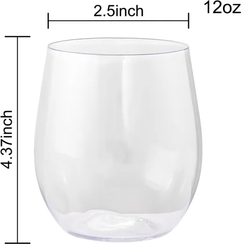Vista 2 de SUT Copas de vino desechables sin tallo, copas de vino irrompibles de 12 onzas, inastillables, reciclables, copas de vino de plástico resistentes