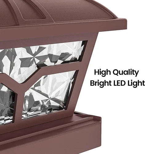 Vista 6 de SIEDiNLAR Luces solares para postes al aire libre, 2 modos de color, 8 LED para postes de 4 x 4, 5 x 5, 6 x 6 pulgadas, decoración de patio, Marrón