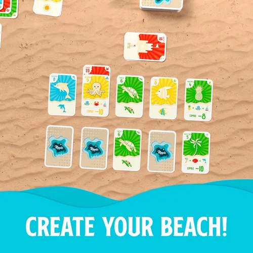 Vista 3 de Blue Wasatch Games Juego de cartas Ripple: combina, apila y colecciona combos en tu playa. Fácil de aprender y divertido para niños, adolescentes