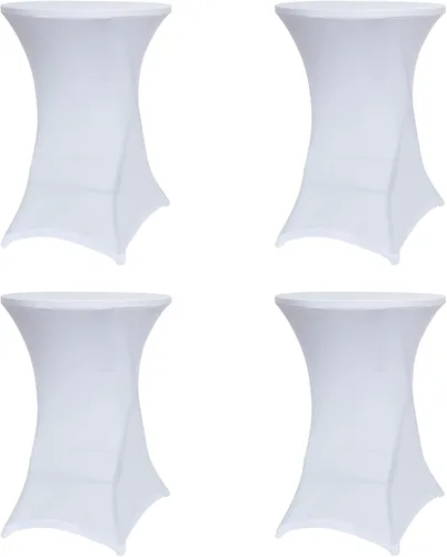 Vista 10 de Obstal Fundas elásticas de elastano para mesa de cóctel, color blanco, para bodas, banquetes y fiestas
