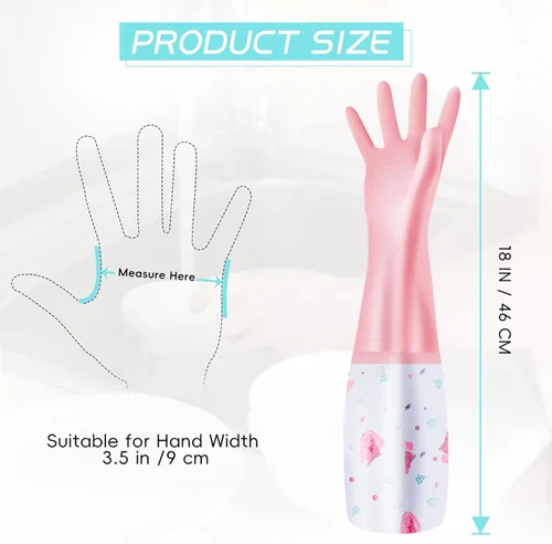 Vista 2 de XJMWXHFC 3 piezas de guantes reutilizables para lavar platos, guantes impermeables de manga larga antideslizantes para el hogar con forro de algodón