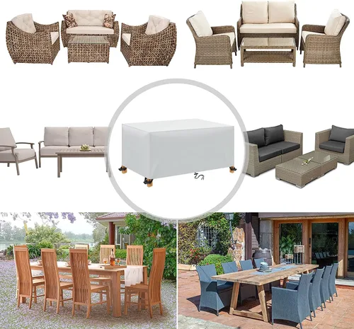 Vista 4 de Fundas para muebles de patio, impermeables, para exteriores, tela Oxford 600D, fundas de sofá rectangulares, resistentes a la intemperie