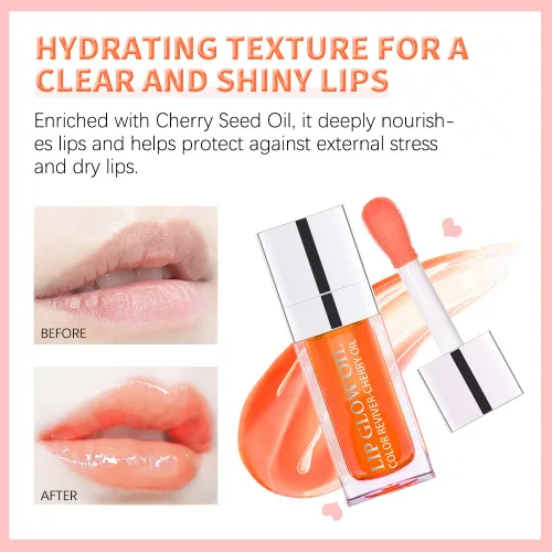 Vista 8 de GECOMO Aceite de brillo de labios hidratante, brillo de labios transparente con tinte Toot, nutritivo, duradero, reparador, aclarante de líneas