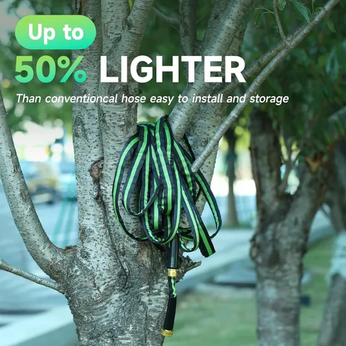 Vista 5 de Watflow 50FT Garden Hose with Nozzle– High Pressure Nozzle and Flexible Water Hose, All-Weather, Non-Shrinking, Ultra-Lightweight with 3/4" Solid