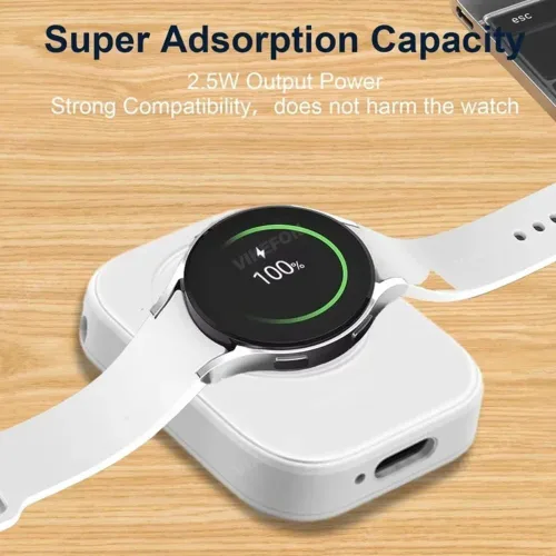 Vista 7 de Type C Magnetic Watch Wireless Charger for Samsung Galaxy Watch Ultra/7/6/6 Classic/5 Pro/5/4 /4 classic/3/Active Fast Charging (Black)