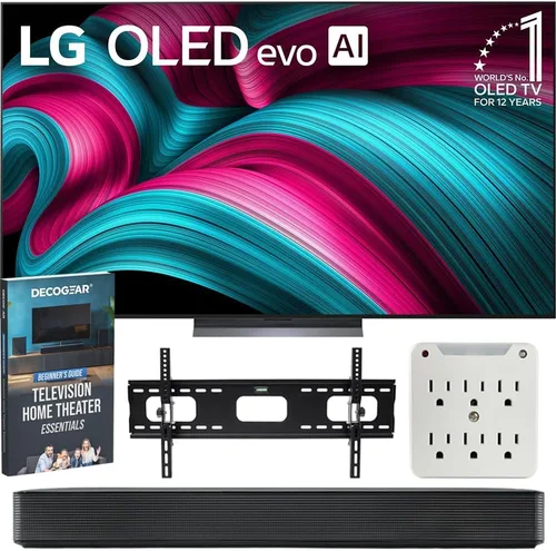 Vista 13 de LG OLED42C5PUA 42" OLED evo 4K UHD Smart WebOS TV 2025 Bundle con SKM1 2.0 Ch. Barra de sonido compacta de 37"-70", soporte de pared para TV