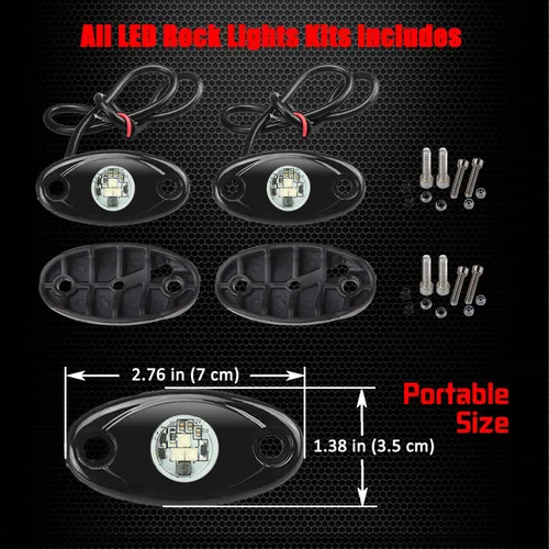 Vista 6 de 2 Cápsulas de Luces LED para Rocas, Ampper Luces LED de Neón Impermeables para Iluminación Inferior de Automóvil Camión ATV UTV SUV Todoterreno Azul