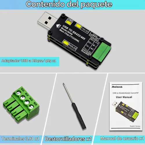 Vista 7 de Adaptador convertidor USB a RS485 RS422