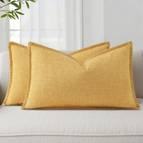 Vista 23 de decorUhome Juego de 2 fundas cuadradas de almohada decorativas de verano de 16 x 16 pulgadas, fundas cuadradas de lino sintético neutro