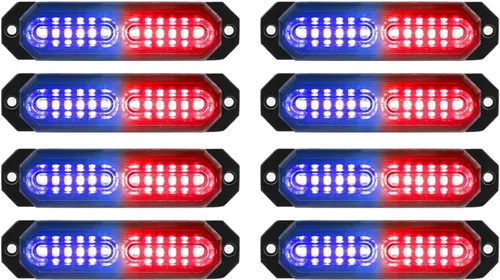 Vista 8 de ASPL 8 luces estroboscópicas intermitentes de montaje en superficie ultra delgadas de 12 LED para camión, automóvil, vehículo, LED, mini rejilla