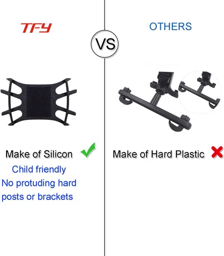 Vista 4 de TFY Soporte universal para reposacabezas de automóvil con red de sujeción de silicona compatible con teléfonos de 4.5 a 6 pulgadas y tabletas de 7 a