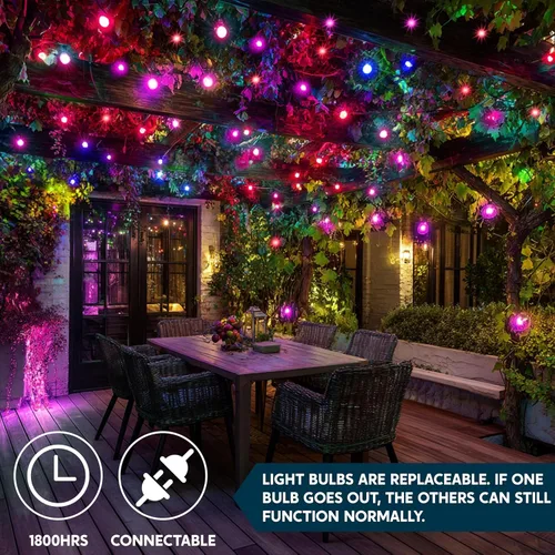 Vista 2 de JOIEDOMI Tira de luces rosas para interiores, luces de Navidad de 42.8 pies para exteriores, 200 (2 x 100) luces de hadas de alambre verde