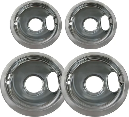 Vista 9 de Kitchen Basics 101: Fabricado en los Estados Unidos, paquete de 4 (2) cuencos de goteo de 6 pulgadas y (2) de 8 pulgadas de cromo de repuesto