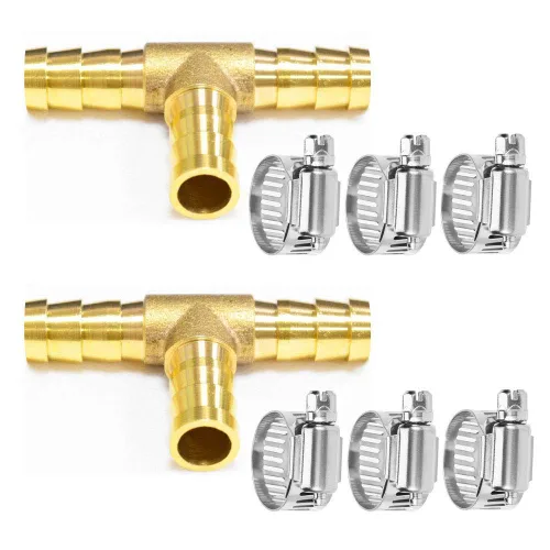 Vista 15 de Da by 3 unids 1/2" (12.5mm) Barb Splicer Mender Hose Latón Barb Fitting con 6 abrazaderas de tubo de acero inoxidable para agua/combustible/aire