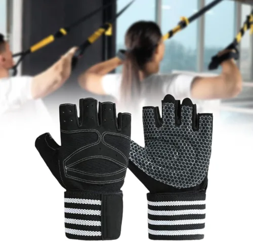 Vista 4 de Yiju 2X Workout Gloves Accessory Lightweight Polyester Black Weight Lifting Gloves for Indoor Outdoor Pull Ups Fitness Women Men
