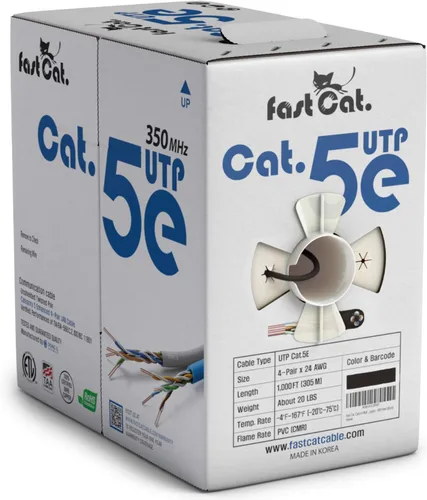 fast Cat. Cable Ethernet Cat5e de 1000 pies - 24 AWG, CMR, cable Cat 5 de cobre desnudo aislado con FastReel - 350MHZ / velocidad Gigabit, cable UTP