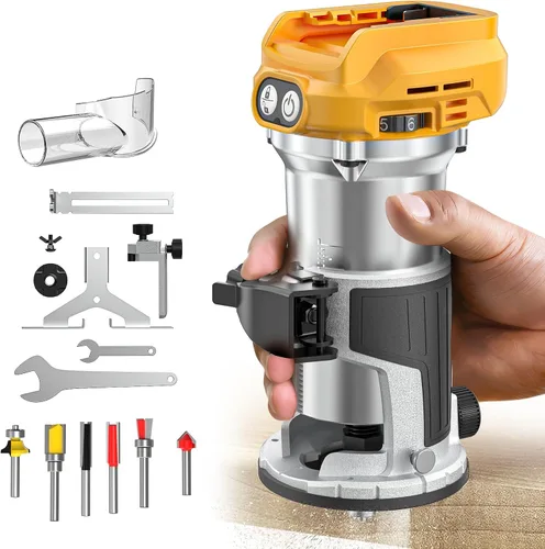 Vista 13 de Enrutador Compacto Inalámbrico Compatible con Batería Milwaukee, Enrutador de 6 Velocidades Variables para Carpintería, Enrutador de Madera de Base