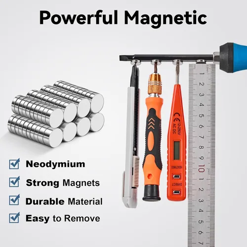 Vista 3 de SMARTAKE 80 imanes para refrigerador, pequeños imanes redondos de 0.394 x 0.094 pulgadas, imanes de neodimio multiusos de alta calidad para nevera