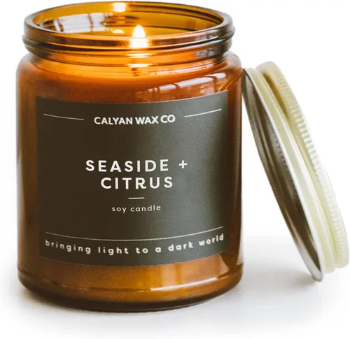 Vista 19 de Calyan Wax Co. Vela perfumada de humo y cuero, 57 horas de combustión, velas de cera de soja no tóxicas de lujo, vela en tarro de vidrio ámbar
