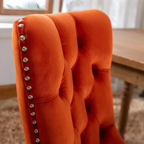 Vista 168 de Juego de 2 sillas de comedor modernas para sala de estar, cocina, patas de madera maciza, cojín acolchado de tela de lino, asiento y respaldo