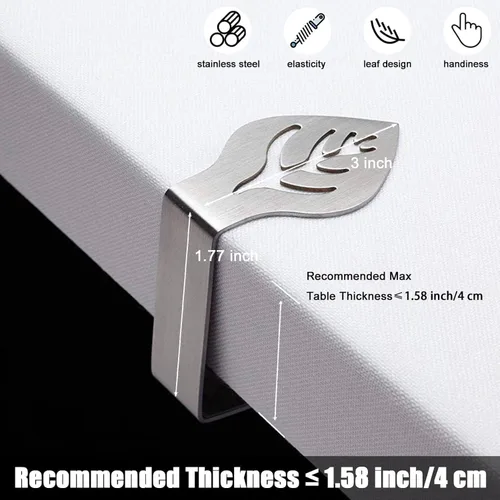 Vista 2 de CUNGLIN Paquete de 10 clips para mantel de mesa, clip de mantel de pícnic en forma de hoja, para exteriores, grande, resistente, acero inoxidable