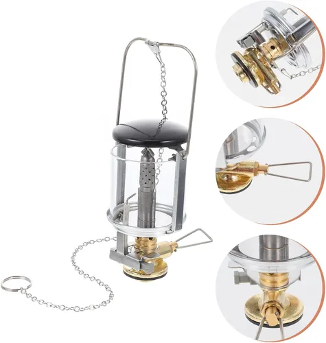 Vista 5 de Linterna de gas para acampar al aire libre con bolsa de almacenamiento y lámpara de combustible para senderismo, iluminación de tienda de campaña