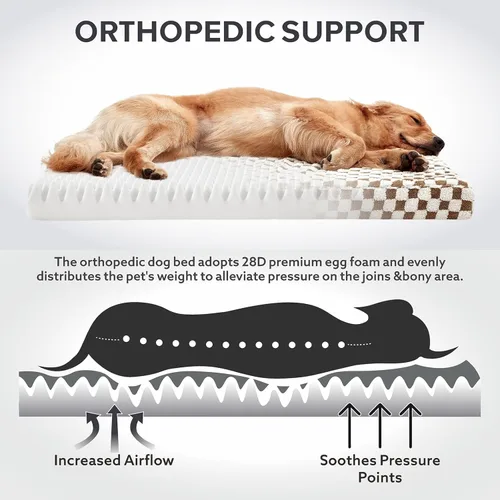 Vista 3 de JOEJOY Cama para perro para perros grandes, cama ortopédica extra grande para perros con funda extraíble y lavable, cama de espuma con forma de caja