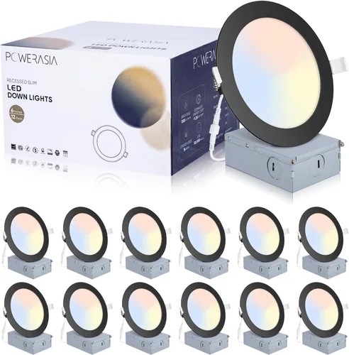 Vista 10 de 2 Pack de iluminación LED empotrable inteligente negra de 4 pulgadas, luces LED empotrables ultradelgadas de 4 pulgadas de 9 W, 850 lúmenes