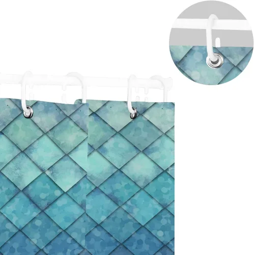 Vista 5 de MNSRUU Fabric Shower Curtain, Mermaid Scale Blue Waterproof Polyester Curtains with Hooks for Home Bathroom Decorative (60 x 72inch),Washable
