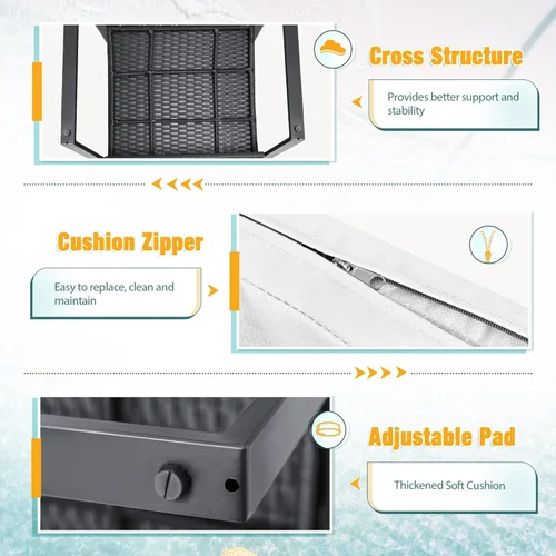 Vista 5 de Flamaker - Juego de 3 piezas de muebles de mimbre para patio al aire libre, sillas modernas de ratán, juego de conversación con mesa auxiliar