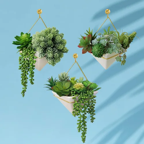 Vista 6 de Winlyn 19 piezas surtidas de plantas suculentas artificiales sin maceta, pequeñas de aloe verde, lúpulo de cactus, cadena de perlas, suculentas