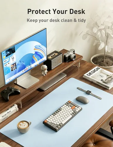 Vista 600 de Aothia Protector de escritorio de cuero, alfombrilla para mouse, alfombrilla de escritorio de oficina, 31.5 x 15.7 pulgadas, secante de escritorio